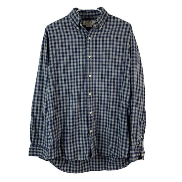 J. Crew Other - J Crew Mens Size Small Button Front Dress Shirt Micro Plaid Check Blue Green